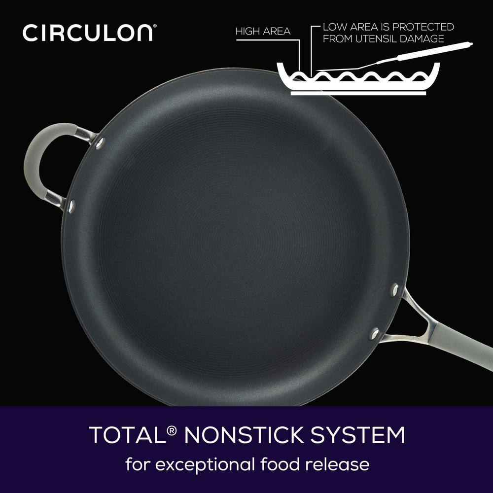 Circulon Gray 14" Hard-Anodized Nonstick Frying Pan with Helper Handle