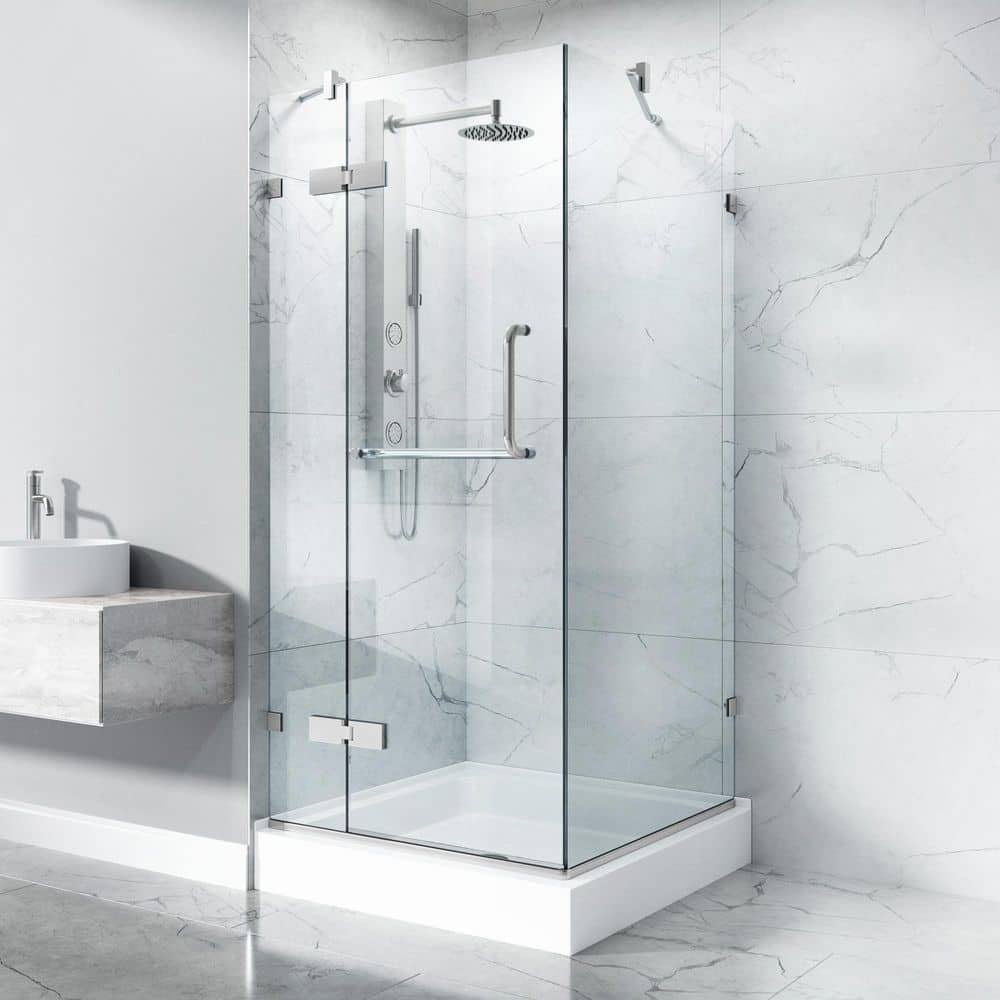 Monteray 36 in. L x 36 in. W x 79 in. H Frameless Pivot Square Shower Enclosure Kit in Chrome with 3/8 in. Clear Glass price history on PriceWatchPro