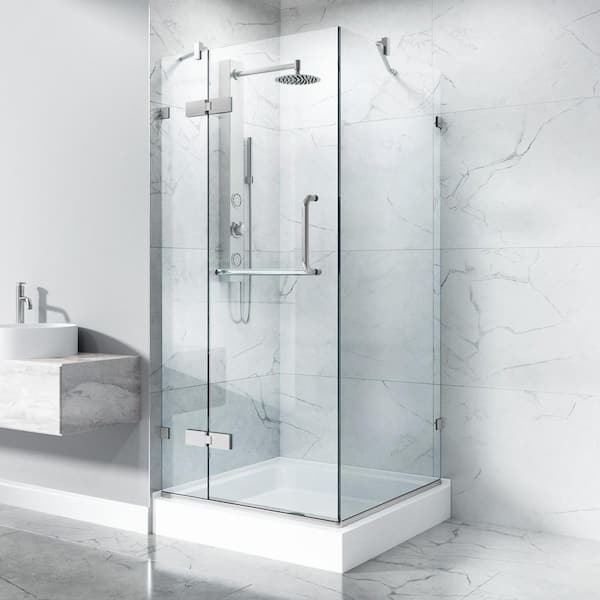 Monteray 36 in. L x 36 in. W x 79 in. H Frameless Pivot Square Shower Enclosure Kit in Chrome with 3/8 in. Clear Glass