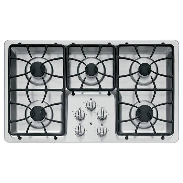GE 36 in. Gas Cooktop in Stainless Steel with 5 Burners including 2 Precise Simmer Burners