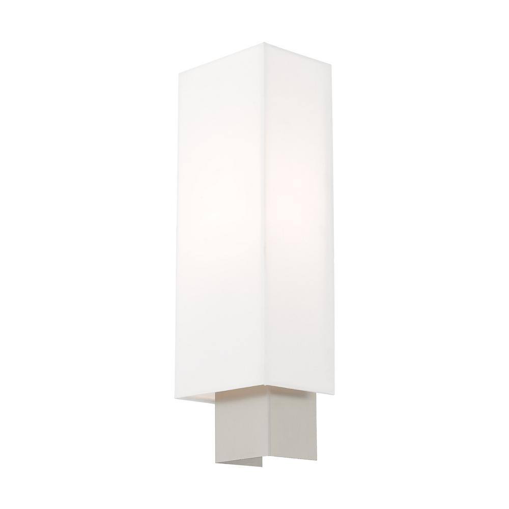 Clark Brushed Nickel 1-Light ADA Compliant Wall Sconce with Off-White Shade