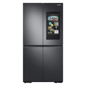 23 cu. ft 4-Door Family Hub French Door Smart Refrigerator in Fingerprint Resistant Black Stainless Steel, Counter Depth