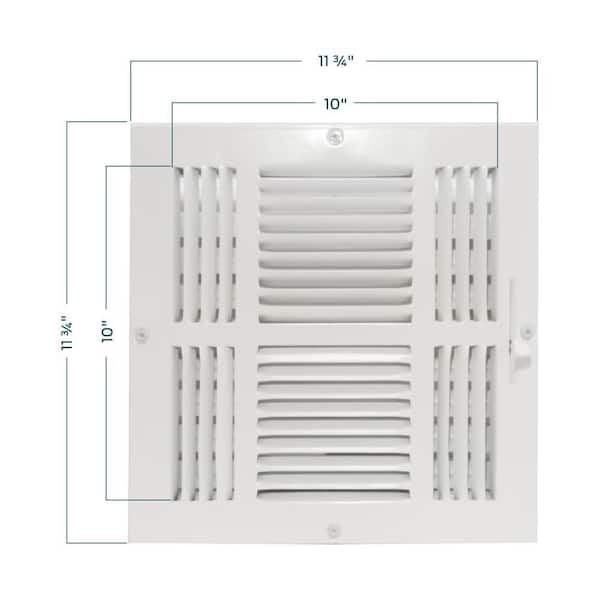 10 in. x 10 in. 4-Way Steel Wall/Ceiling Register, White