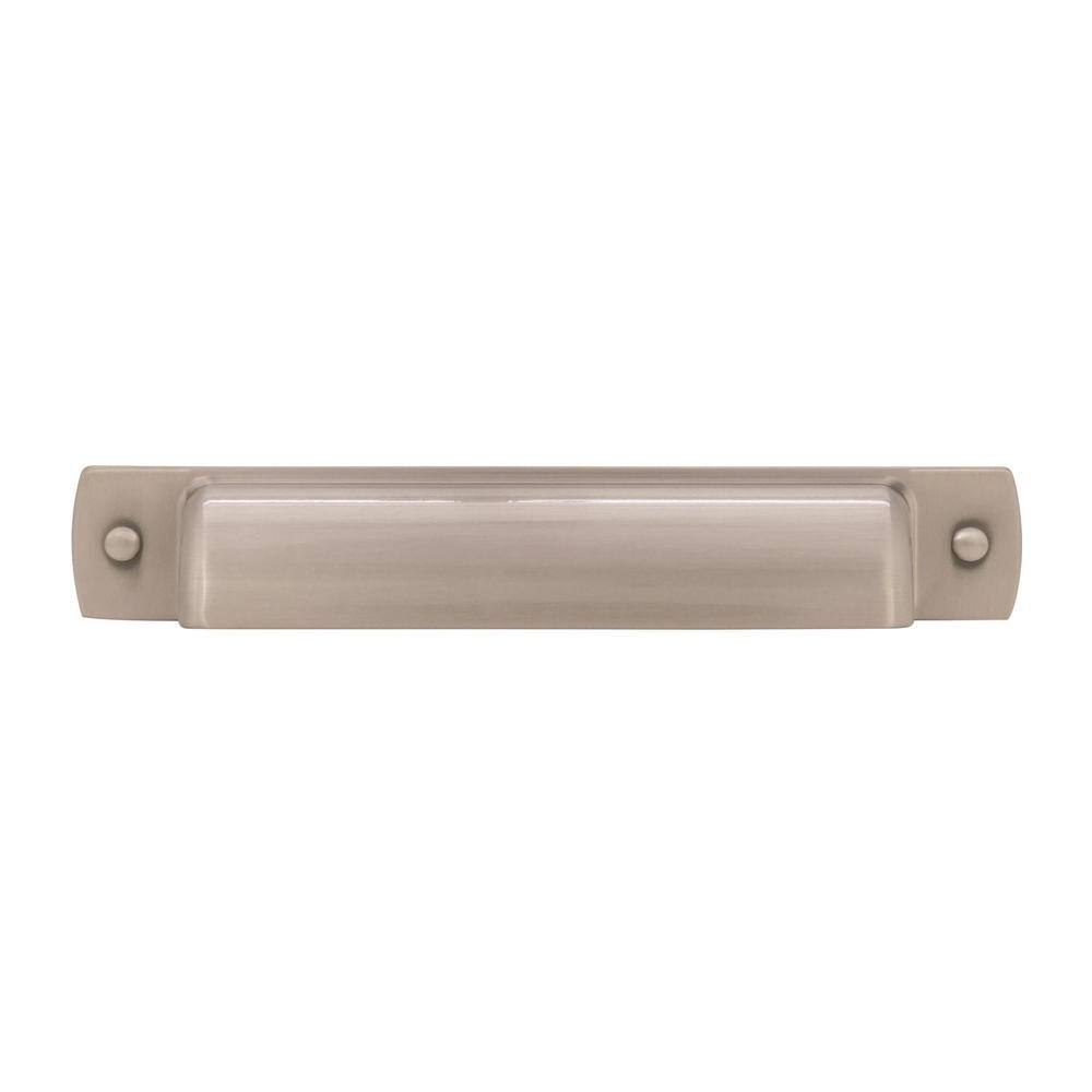 Satin Nickel 3-3/4" Brushed Cup Pull with Mounting Hardware
