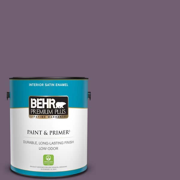 BEHR PREMIUM PLUS 1 gal. #S100-6 Blackberry Jam Satin Enamel Low Odor Interior Paint & Primer