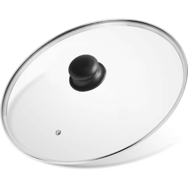 Universal 1-Piece Clear Tempered Glass with Steam Vent Dual Handle Lid Set for Skillet Pan Pot with Brush
