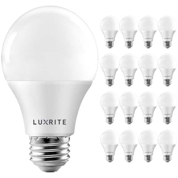 uitspraak Duur Behandeling LUXRITE 60-Watt Equivalent A19 Dimmable LED Light Bulb Enclosed Fixture  Rated 3500K Natural White (16-Pack) LR21424-16PK - The Home Depot