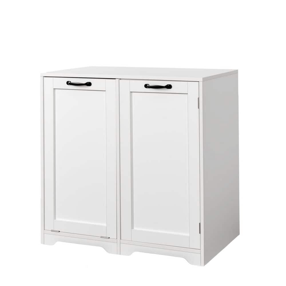 White 30.3 in. x 31.5 in. x 15.7 in. Wood Freestanding Laundry Room Cabinet with 3-Shelves price history on PriceWatchPro