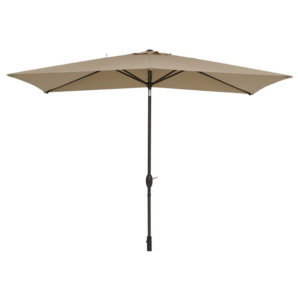 10 ft. x 7 ft. Aluminum Market Patio Umbrella in Sand Color