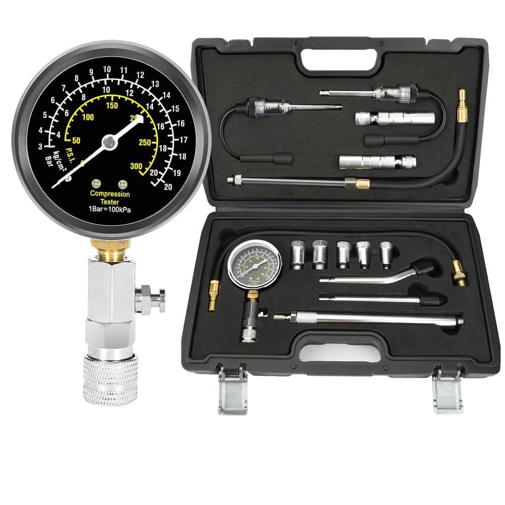 15pcs Engine Cylinder Compression Tester Gauge Kit with 14mm 16mm Magnetic Swivel Spark Plug Socket Tool Set price history on PriceWatchPro