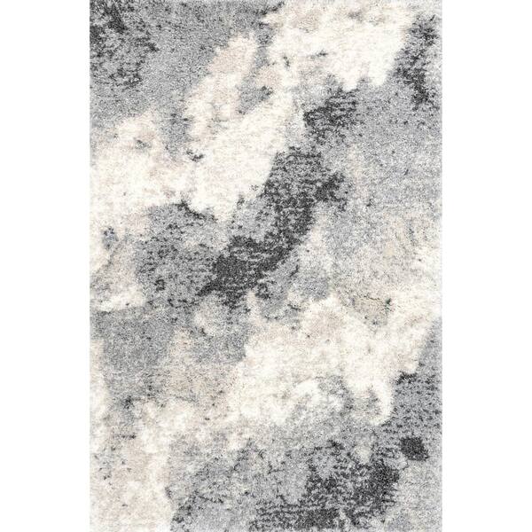 nuLOOM Sidonie Abstract Clouds Shag Light Gray 8 ft. x 10 ft. Area Rug