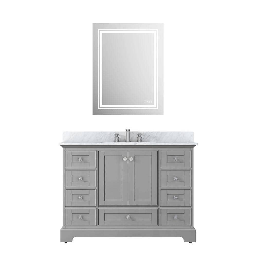 MEDUNJESS Zillah 48 in. W x 22 in. D x 34 in. H Bath Vanity in Grey ...