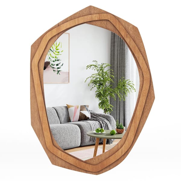 WELLFOR 26 in. W x 35 in. H Irregular Rectangular Framed Wall Bathroom Vanity Mirror
