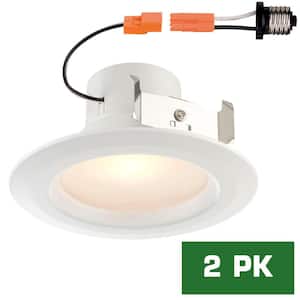 Standard Retrofit 4 in. White Recessed Trim Bright LED Ceiling Can Light with 92 CRI, 4000K (2-Pack)