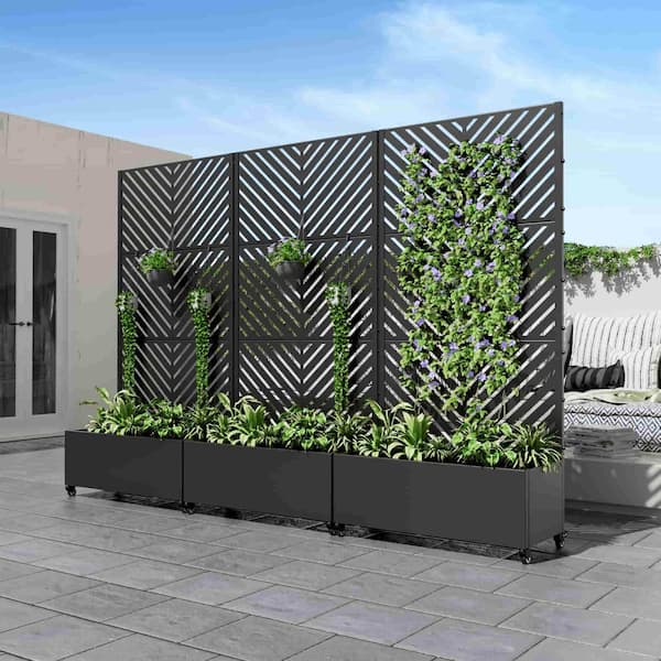 SpassWay 6 ft. H x 3 ft. W Metal Planter Box with Trellis Black  AHD-202502030 - The Home Depot