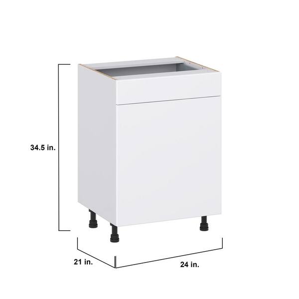 J COLLECTION Fairhope Bright White Slab Assembled Vanity Base Cabinet with 1 Drawer (12 in. W x 34.5 in. H x 21 in. D)