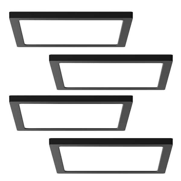 8-pack 12 in. Black Square New Ultra-Low Profile Integrated LED Flush Mount Ceiling Light 0-10V Dimmable 90CRI