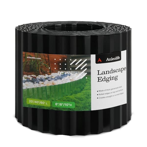 60 ft. x 6 in. x 0.05 in. Black Galvanized Steel Landscape Edging Roll for Garden