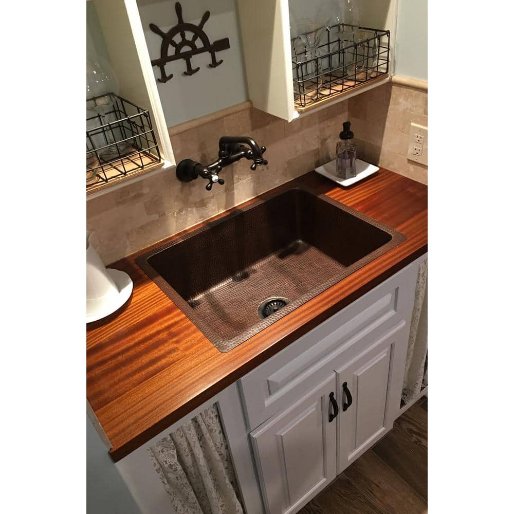 25" Hammered Copper Drop-In Single Basin Kitchen Sink