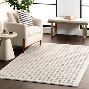 Daleyza Checkered Machine Washable Cream 8 ft. x 10 ft. Modern Area Rug