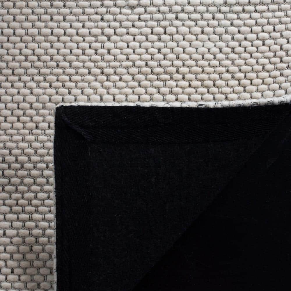 Ivory Flat Woven Reversible Wool Synthetic Area Rug 6' x 9'