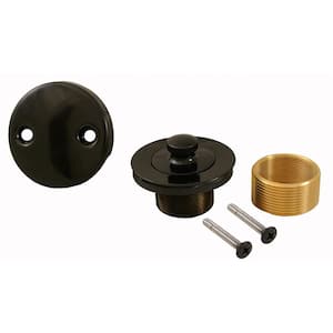 Lift and Turn Bath Tub Drain Conversion Kit with 2-Hole Overflow Plate, Black