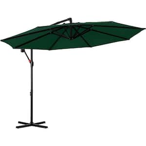 9 ft. Forest Green Patio Umbrellas Cantilever Umbrella Offset Hanging Umbrellas Outdoor Market Umbrella