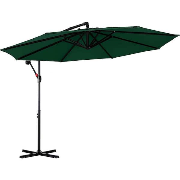 Dyiom 9 ft. Forest Green Patio Umbrellas Cantilever Umbrella Offset Hanging Umbrellas Outdoor Market Umbrella