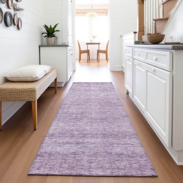 Mayfield Premium Machine Washable Abstract AMF1163 Lavender 2 ft. 3 in. x 7 ft. 6 in. Runner Rug