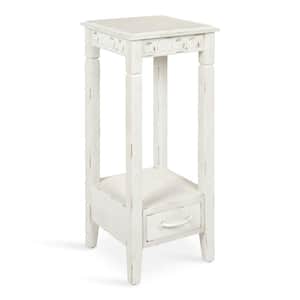Idabelle 12 in. White Square Wood End Table