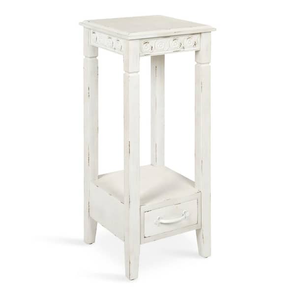 Kate and Laurel Idabelle 12 in. White Square Wood End Table