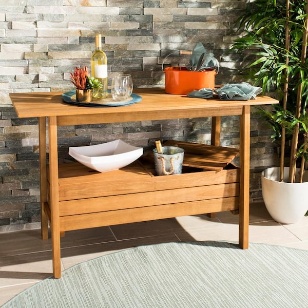 Bertie Natural Brown Acacia Wood Outdoor Serving Bar