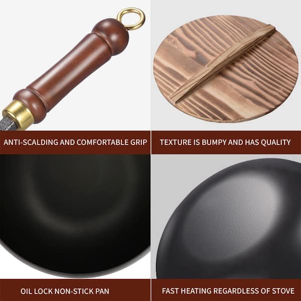 Japanese Iron Frying Pan 9.45 in. Iron Non-Stick Uncoated Thick