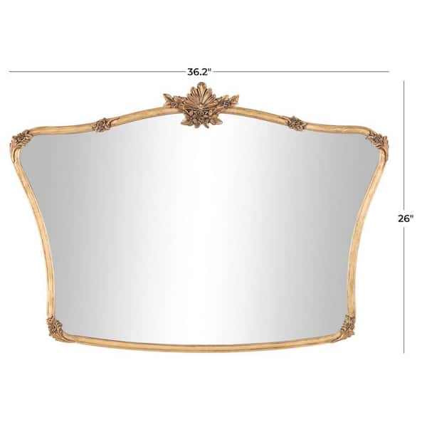 Litton Lane 26 in. x 36 in. Orante Antique Curved Rectangle Framed Gold Floral Wall Mirror