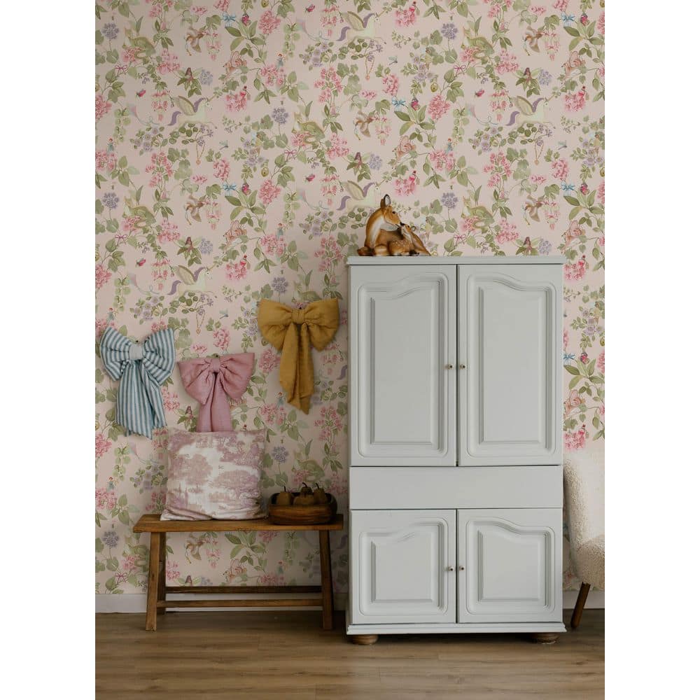 Pink Mystical Garden Wallpaper Print Non Woven Non-Pasted Textured Wallpaper 57 Sq. Ft. price history on PriceWatchPro