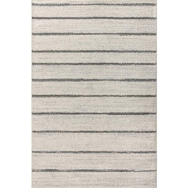 JONATHAN Y Cream/Gray 8 ft. x 10 ft. Williamsburg Minimalist Stripe ...
