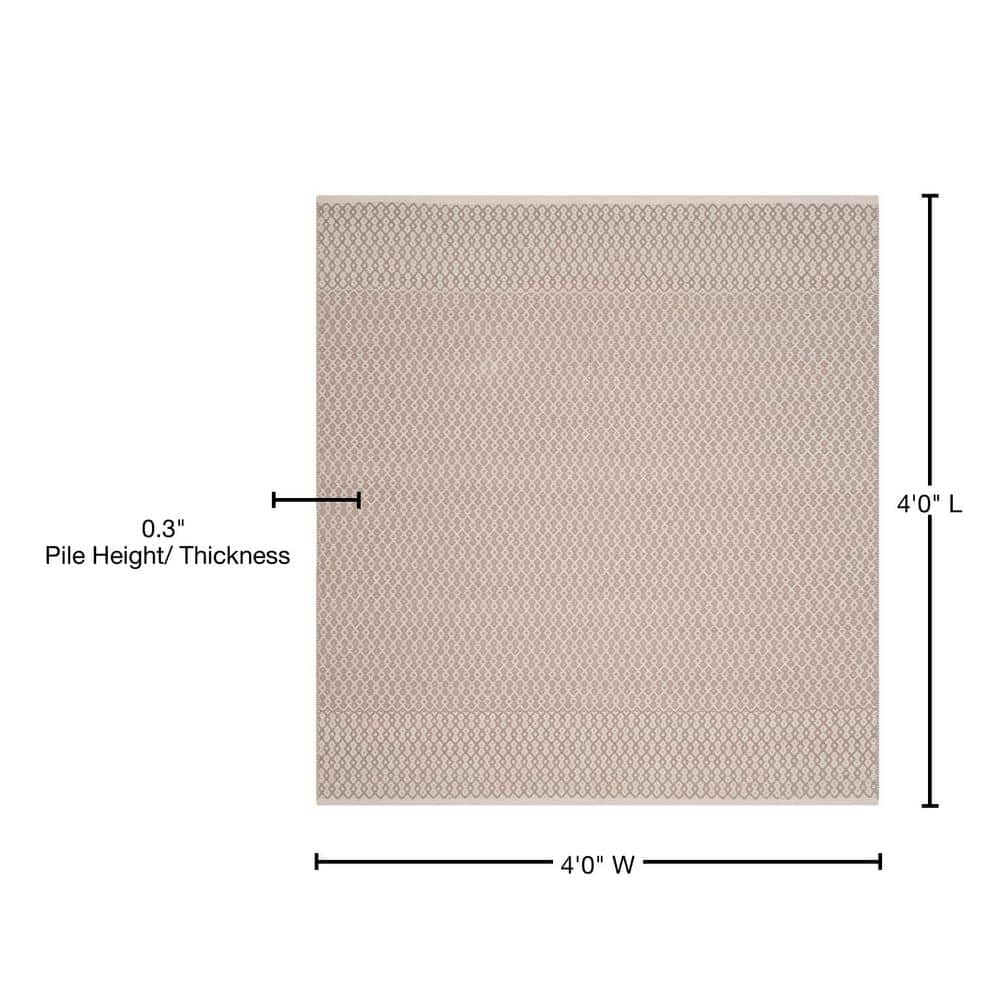 Ivory and Grey Hand Woven Cotton Square Area Rug