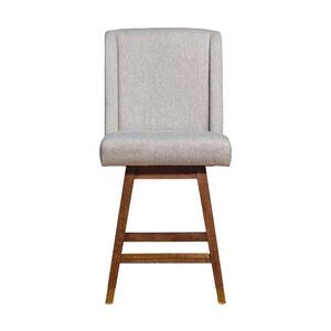 26 in. Taupe and Brown High Back Wood Bar Chair with Upholstery Seat