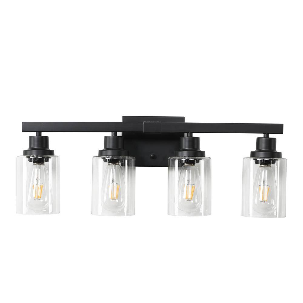 24 in. 4 Light Farmhouse Black Bathroom Vanity Light with Clean Glass Shade price history on PriceWatchPro