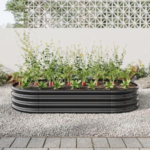 Galvanized Raised Garden Bed, Oval Large Above Ground Modular Metal Planter Boxes Outdoor for Plants, Vegetables,Flowers