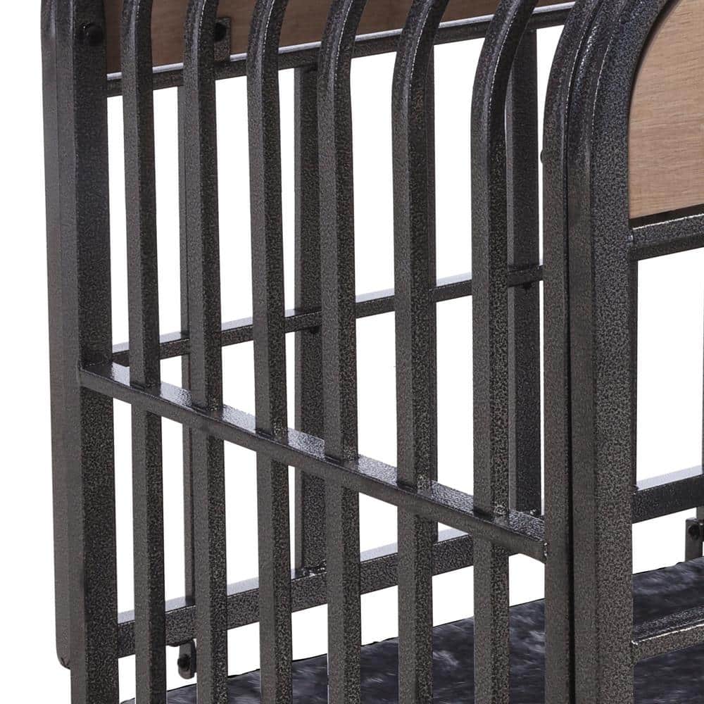 Large Gray Rolling Heavy Duty Dog Crate with Removable Trays