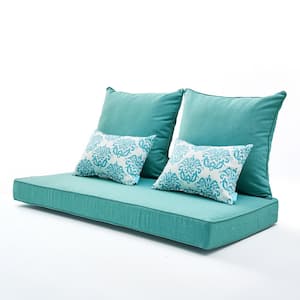 Sea Green Loveseat/Bench Replacement Outdoor Cushion (Set of 5) for Patio Furniture in Environmental Polypropylene