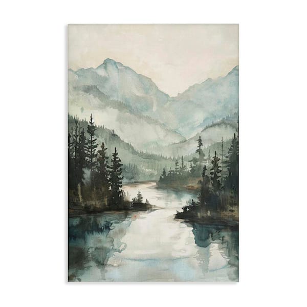 Mountain River View by LSR Design Studio Unframed Nature Graphic Art Print 24 in. x 16 in.