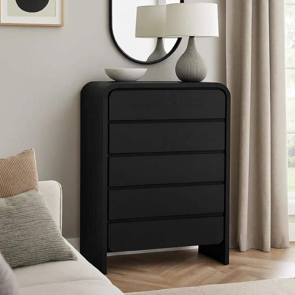 Black 5-Drawers 38 in. Chest of Drawers Dresser Without Mirror price history on PriceWatchPro