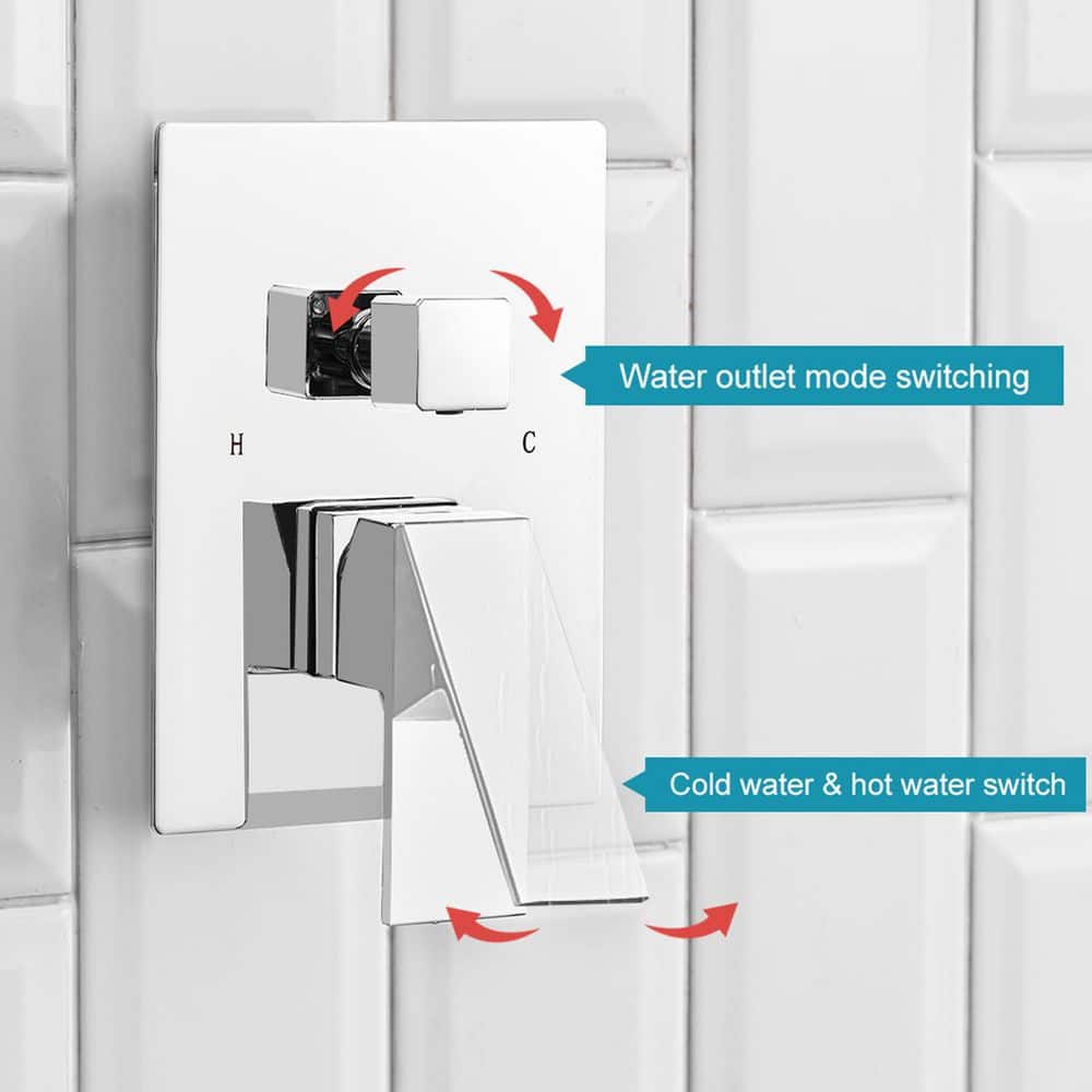 10 Inch Square Polished Chrome Rain Shower Combo Set