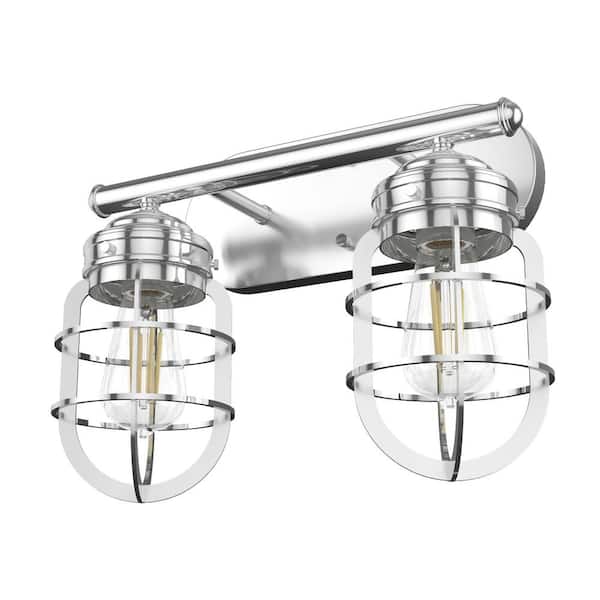 Starklake 15 in. Brushed Nickel Sconce Bathroom Light