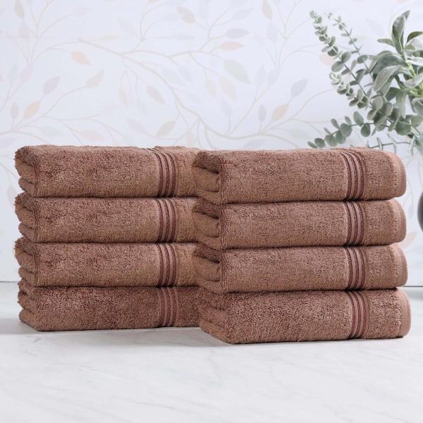 Superior Heritage 8-Piece Mocha Solid Egyptian Cotton Face Towel