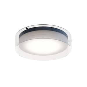 Studio 15.5 in. 25-Watt Black Integrated LED Flush Mount with Clear Acrylic Shade