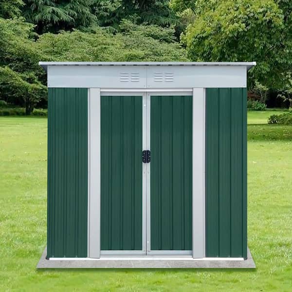 Unbranded 6 ft. W x 4 ft. D Outdoor Metal Storage Shed, Tool Garden Shed with Aluminum Alloy Frame, Pent Roof, Green (24 sq. ft.)