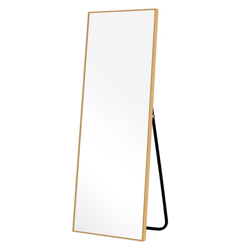 22 in. W x 65 in. H Rectangle Framed Gold Floor Mirror for Bathroom BL